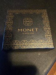 Monet Owl rhinestone brooch / pin gold tone NEW with box