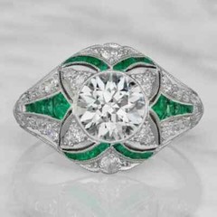 Vintage Art Deco Style Round Lab Created Diamond Wedding 14k White Gold FN Ring