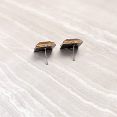 Vintage Stud Earrings Square Shape Yellowy Brown / Amber-ish Tone Retro