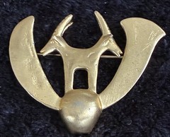 Imp Ibex Double Headed Goat Israel Goddes Hala Modernist Impala Gold Brooch