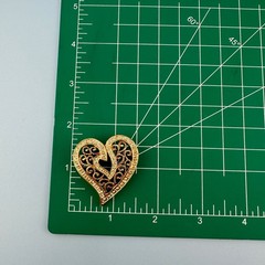 Vintage Heart Brooch Lot Gold Silver Tone Rhinestone Filigree Open Work Ribbon