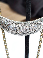 Vintage Marjorie Baer SF Sterling Silver Mixed Metal Curved Bar Pendant Necklace