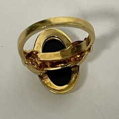 Vintage Danecraft Gold Tone Onyx Ring Size 5.25 adjustable