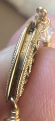 14kt Gold Filled Station Necklace AB Iridescent Crystal Glass Dangle Beads 32in