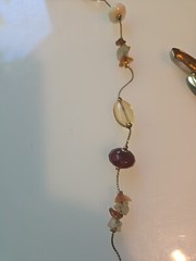 LC Liz Claiborne Or Lauren Conrad Goldtone Acrylic Bead Polished Stone Necklace