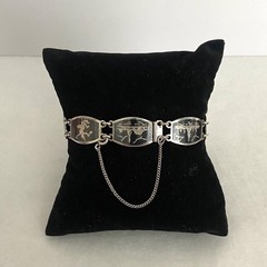 Signed SIAM Thai Sterling Silver 925 Black Niello Garuda Panel Bracelet 6.75″