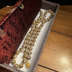 Vintage Chinese Export Cloisonné Enamel & Gold Gilt Bead 26” Necklace 10mm Beads