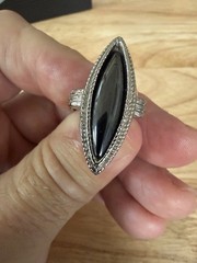 Elegated Marquise Cut Black Onyx Stone Size 5 Womens Ring