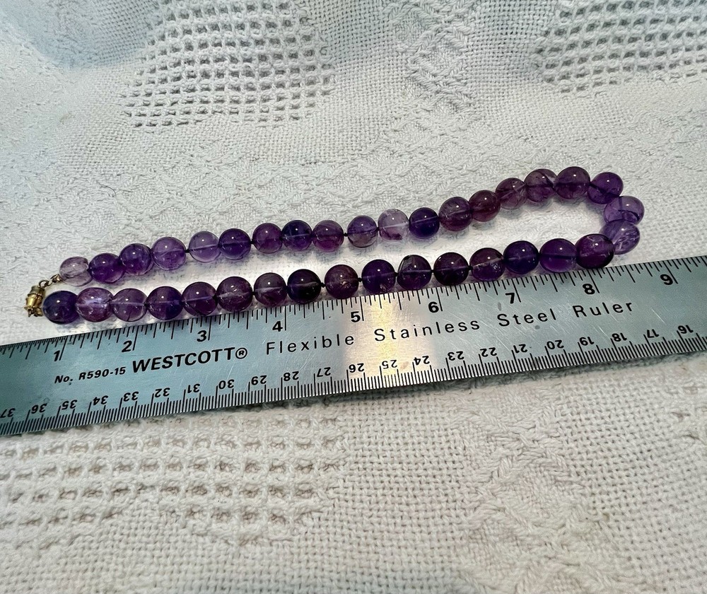 Natural Amethyst Beaded Necklace Knotted