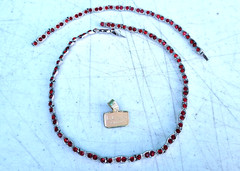Red Rhinestone Rhodium Choker Necklace & Bracelet Set BEL-COR c1950s NOS Unused