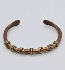 Copper Cuff Bracelet Twisted Wire Wrap Adjustable Southwestern signed DS 6.25 in