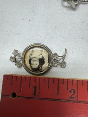 Vintage Floral Photo C Clasp Brooch ND