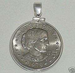 Coin Jewelry Pendant Susan B. Anthony Sterling Silver Bezel Soldered Bail New