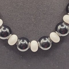Monet Professional Career Black & White Beaded Vintage Necklace & Bracelet Set