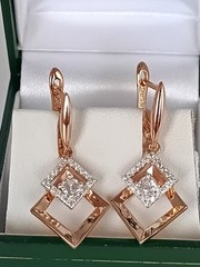 Vintage 1990-s 14 Ct Rolled Gold Zircons Earrings-Hallmarked 585 RG