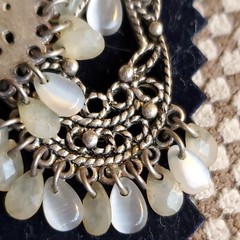 Vntg Jewelry Signed LC Lauren Conrad Chandelier Pierce Earring Silver Sea Glass