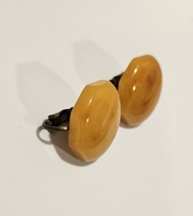 Vintage bakelite earrings butterscotch marbled hexagon