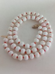 Estate 14K/20 GF Conch Shell White Coral Red Coral Necklace Earrings 30G 18″Long