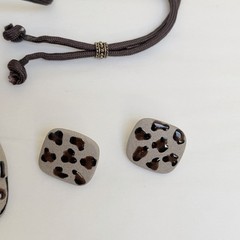 Vintage Ceramic Cat Cheetah Calderon Signed Necklace Clip On Earrings Set Gift