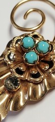 Barclay Brooch Pin Pendant 12kt 1/20 Gold Filled Faux Turquoise Enamel Leaf