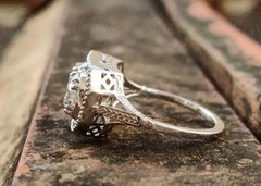 Vintage Art Deco Style Round Cut Lab Created Diamond 925 Silver Engagement Ring