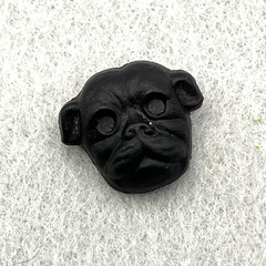 Victorian English Pin Black Glass Pug Dog Mourning Pin Brooch Antique
