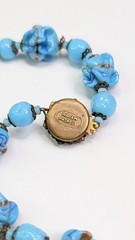 Miriam Haskell Venetian Pinched Art Glass Necklace And Earrings Blue Gold Swirl