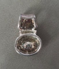 Vintage Silver & Gold Slide Pendant With Dark Stone – 1.75 In