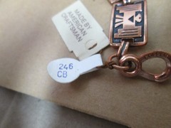 Vtg Solid Copper Thunderbird 7 Panel Link Bracelet 7.5″ Native American Style