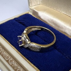 14k Yellow Gold Oval Cut Tanzanite & Round Natural Diamonds Ring Sz 8