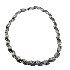 Vintage Trifari Necklace Textured Silver Tone Choker Collar 15 inch