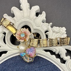 Vintage Faux Opal Heart, New Victorian Book Chain Bracelet & Czech Glass Bird