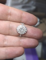 14k White Gold Vintage Engagement Ring 1.20ct Natural Diamond Round Shape