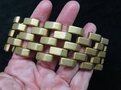 Vintage 1940’s Panther Tank Track Extra Wide Bracelet w/Fold Over Clasp