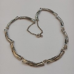 Vintage Israeli Silver Necklace Modernist Art Nouveau Revival Choker Handmade