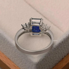 3.50 Ct Emerald Cut Sapphire Diamond Women’s Wedding Ring 14K White Gold Finish