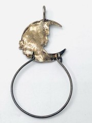 Vintage Art Nouveau Sterling Silver Charm Holder with Girl in the Moon Y2