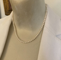 Dainty 16″ Akoya Pearl Choker Necklace, 4.5-5mm, Sterling Clasp