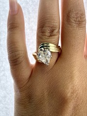 Rare Cross Cut Diamond Ring 1.00ct 14k Yellow Gold J SI2 6x5mm Size 7