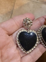 Silver And Black Pierced Dangle Earrings