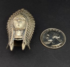 Old Pawn Bolo Tie Indian Headdress Sterling Silver NO CORD