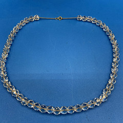 NECKLACE vtg 1950/60s crystal glass faceted beads strung on gold-filled chain