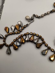 Vintage 1950s Made In Austria Stamped Trio, Prong Set Necklace Ring And Earrings