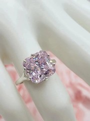 4.25Ct Lab Created Radiant Cut Pink Sapphire 14K White Gold FN Engagement Ring