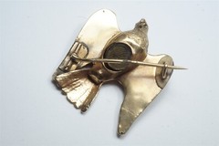 ANTIQUE ENGLISH 15K GOLD RUBY DOVE LOCKET BROOCH c1860