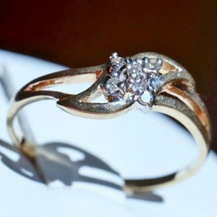 10k yellow gold ring natural diamond size 4.5 swirl vintage handmade 1.10g N3721