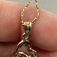 Vintage 18K RGP Rolled Gold Plated Dangle Heart Pendant Necklace 18-20”