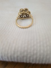 Vintage 18KT H.G.E Garnet Flower Ring – Size 8
