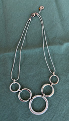 Y2K Era Liz Claiborne Necklace Signed LC silvertone Circle pendant 18.5 inches