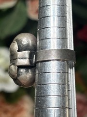 56. Vintage MEXICO Silver Los Cocos Two Balls Old School Ring 5.8g, 5.25s